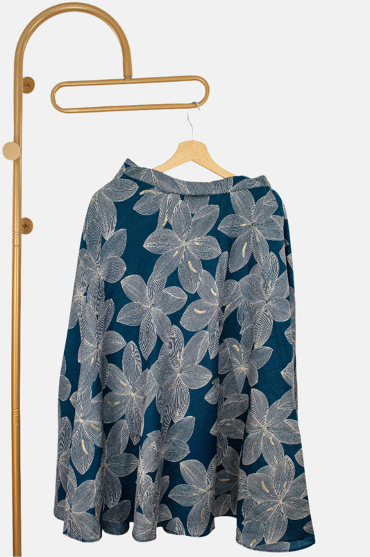 Ankle-Length Cotton Skirt – Bold Botanicals on Deep Blue