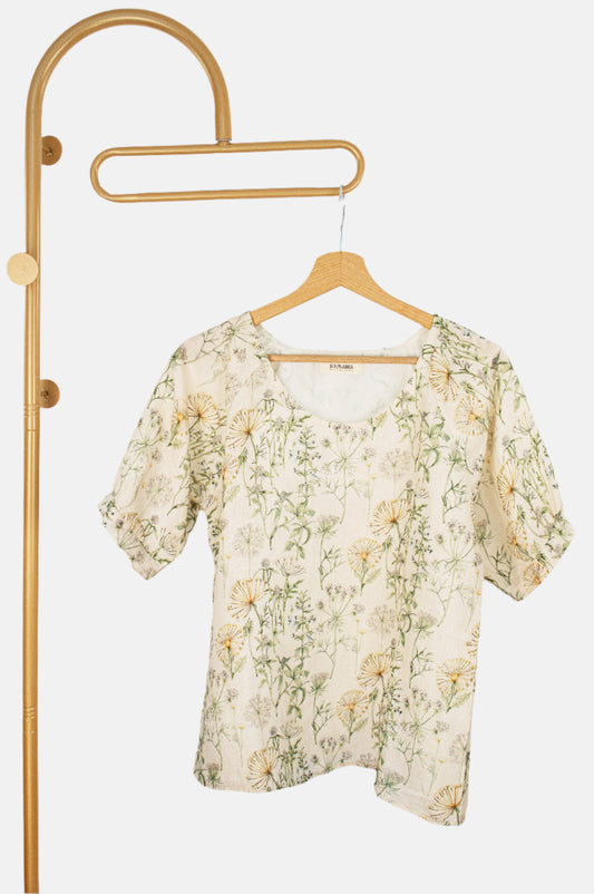 Wild Meadow Pure Linen Top with Raglan Sleeves