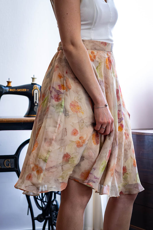 Pure Organza Silk Skirt - Pastel Bloom