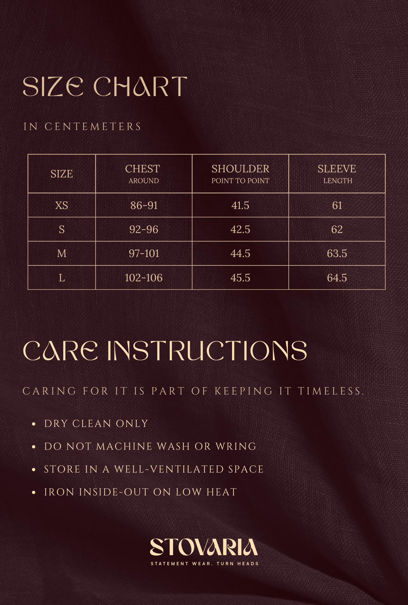 Size chart for Chevron Print Cotton Jacket with Soft Tailoring