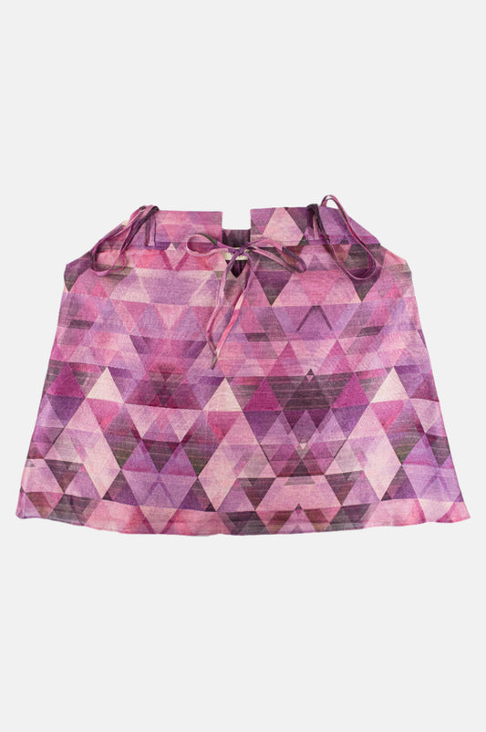 Geometric Strappy Top in Pure Tussar Silk with Tie-Front Detail