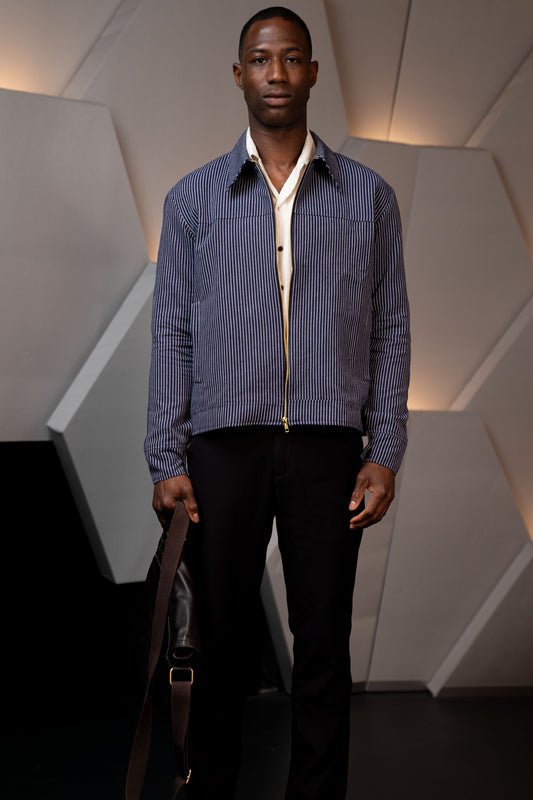 Handwoven Kala Cotton Stripes Blue Jacket