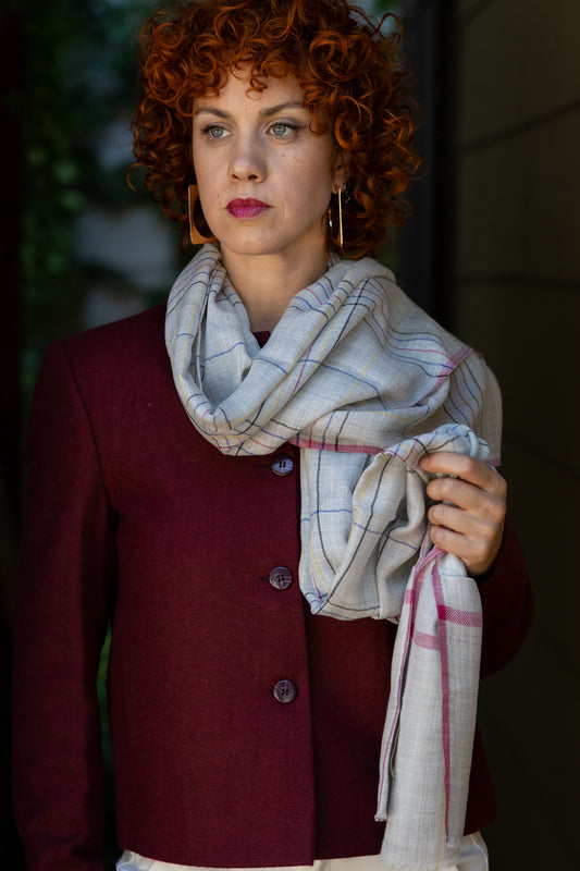 Ivory Check Pashmina Scarf