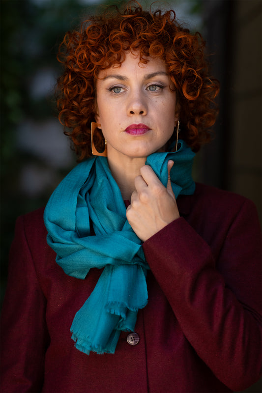 Turquoise Pashmina Handwoven Scarf