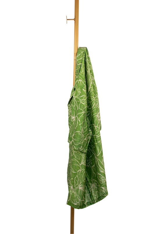 Pure Cotton Linen Shirt – Glossy Green Floral