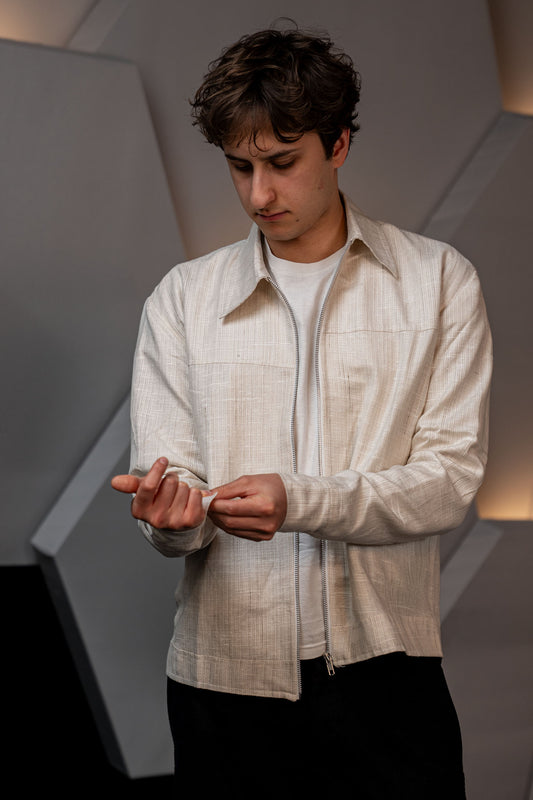 Handwoven Jute and Raw Silk Blend Jacket
