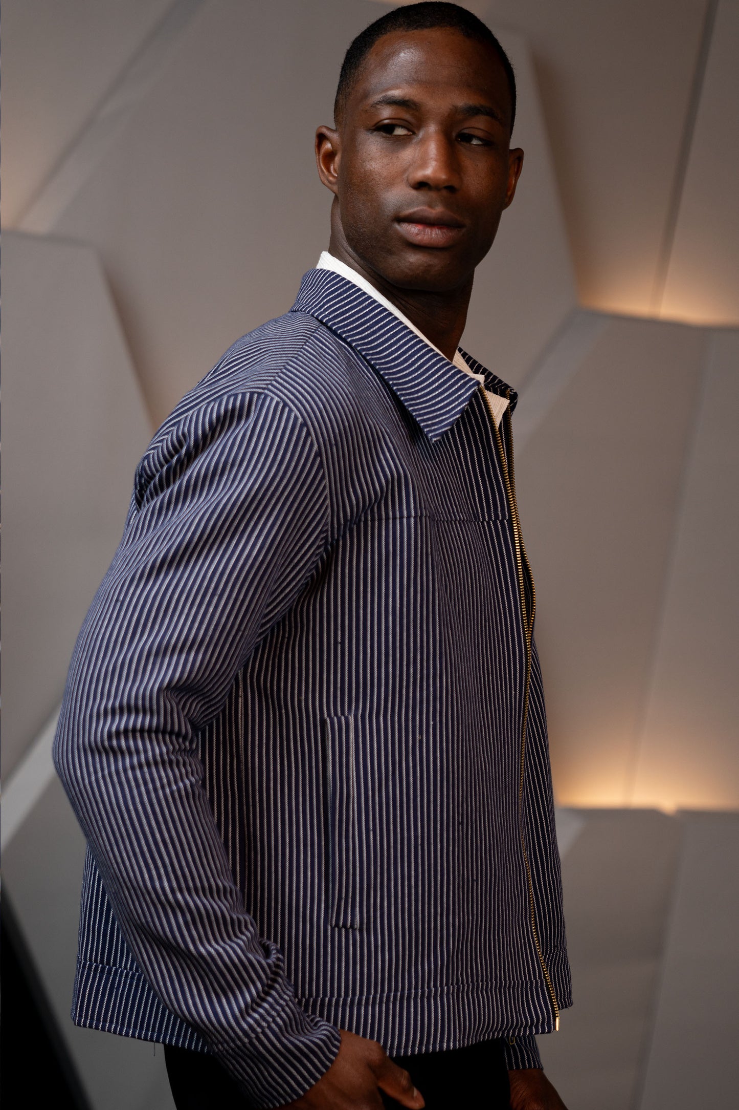 Handwoven Kala Cotton Stripes Blue Jacket