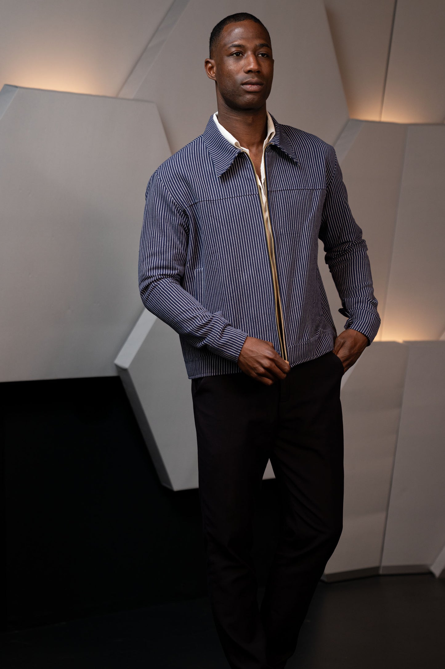 Handwoven Kala Cotton Stripes Blue Jacket