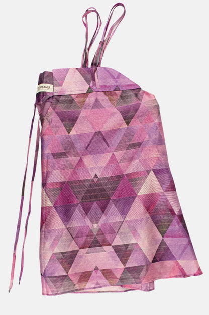 Geometric Strappy Top in Pure Tussar Silk with Tie-Front Detail