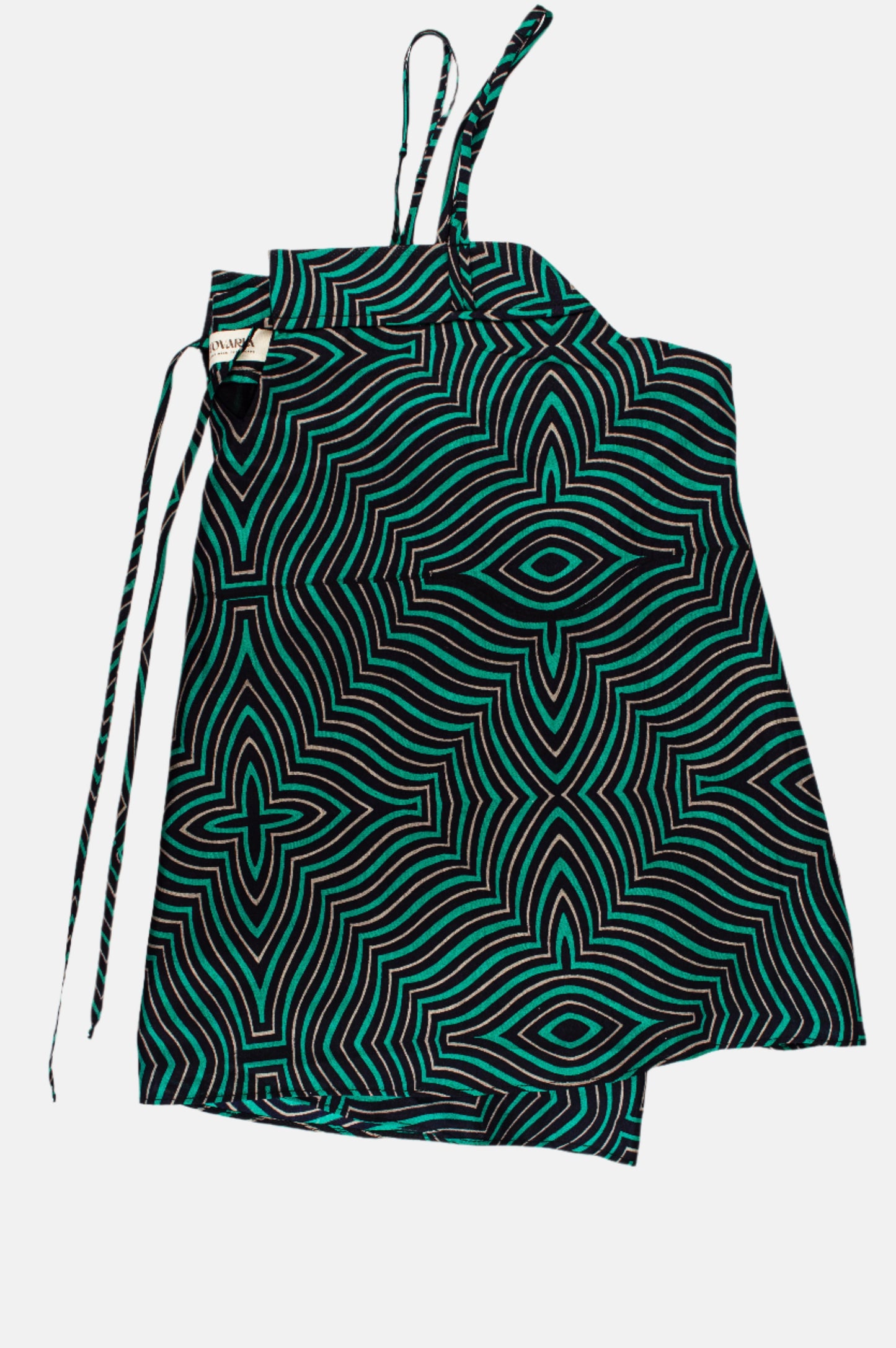Optical Stripe Strappy Top in 100% Pure Silk with Tie Front