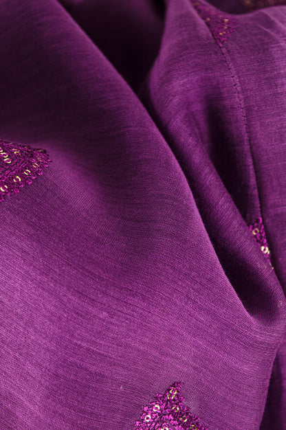 Purple Chanderi Silk Top with Booti Embroidery