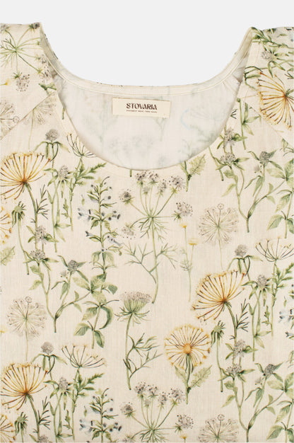 Wild Meadow Pure Linen Top with Raglan Sleeves