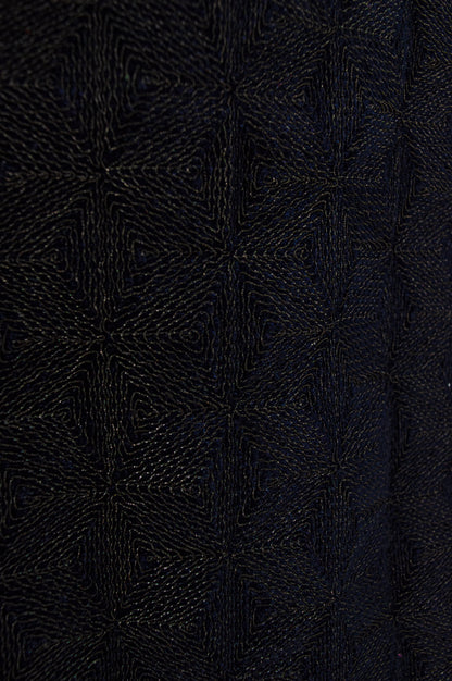Velvet Navy Blue Crop Coat with Metallic Thread Embroidery