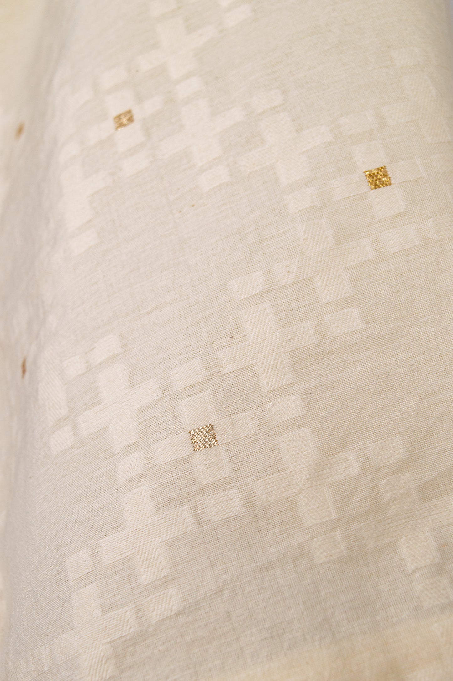Textured Sleeveless Top in Pure Cotton with Gold Accents
