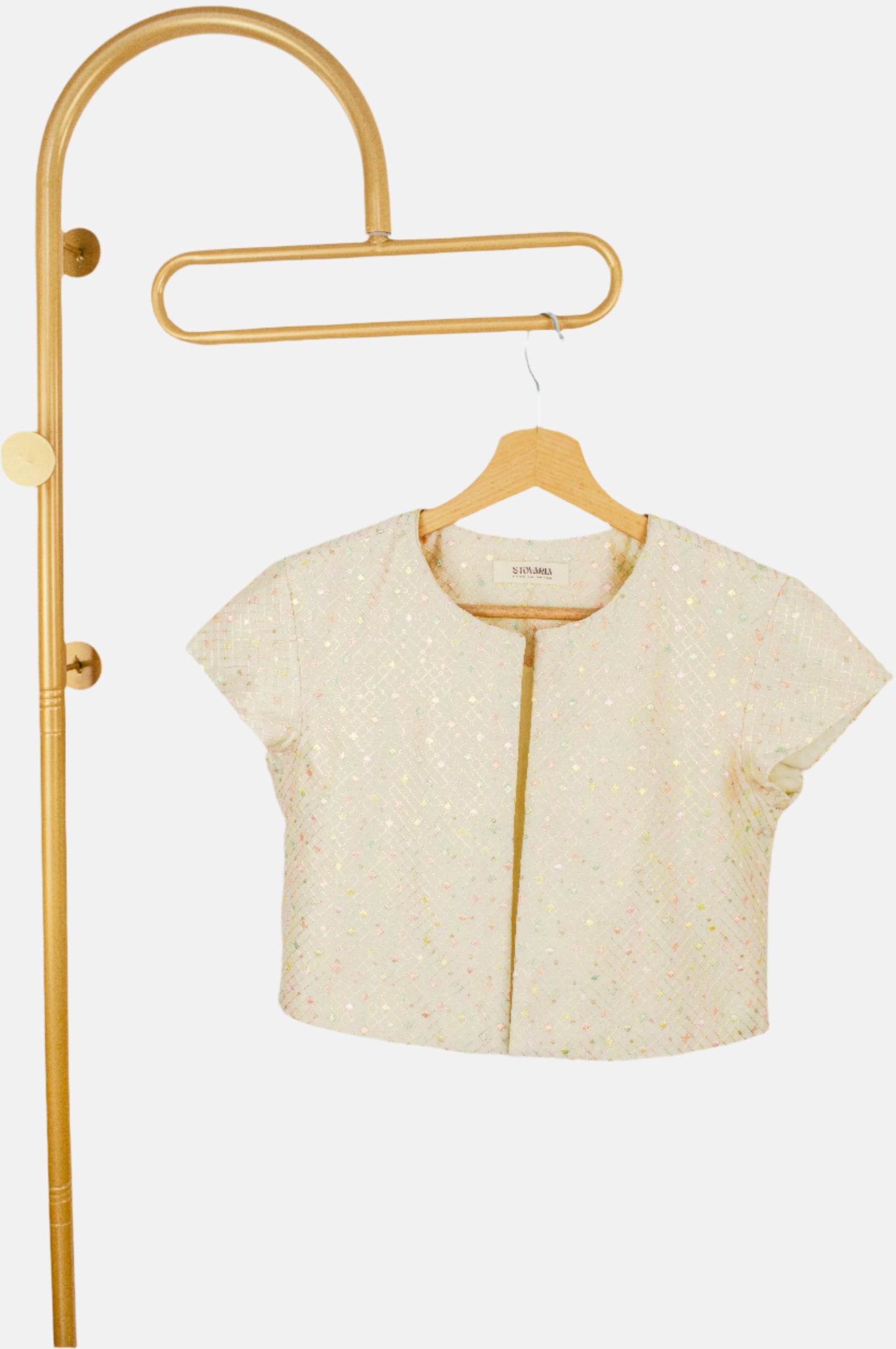 Pastel Thread Embroidery Silk Crop Coat