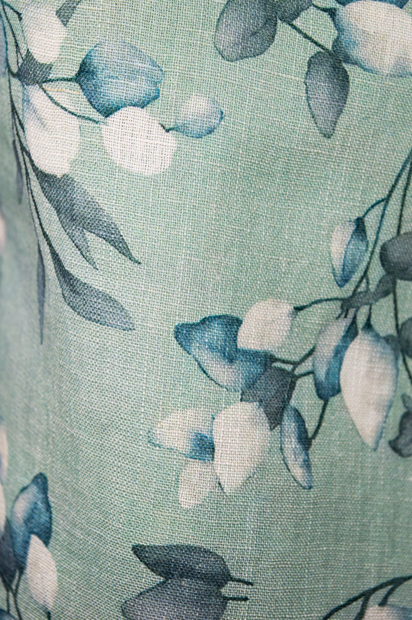 Mint Green Sleeveless Top in Pure Linen with Soft Floral Print