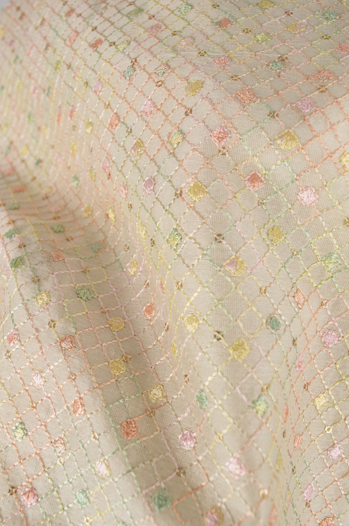 Pastel Thread Embroidery Silk Crop Coat