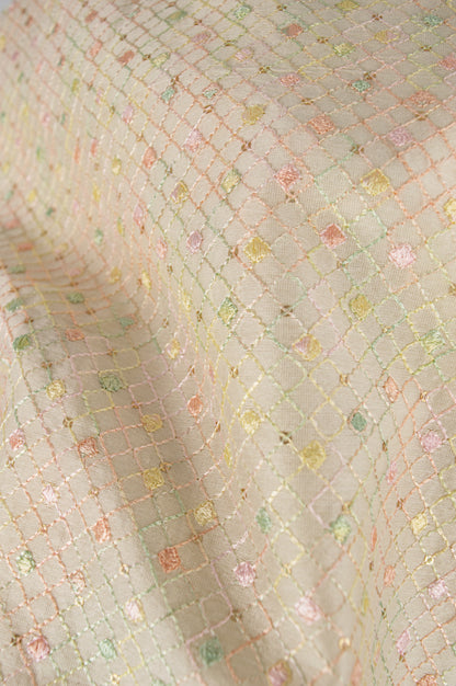 Pastel Thread Embroidery Silk Crop Coat