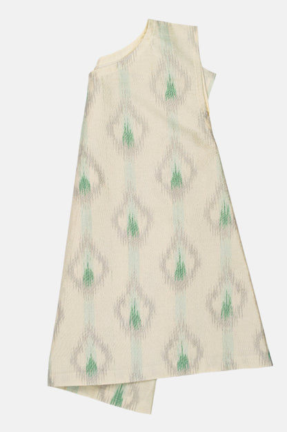 Sleeveless Top in Pure Handwoven Ikat Silk
