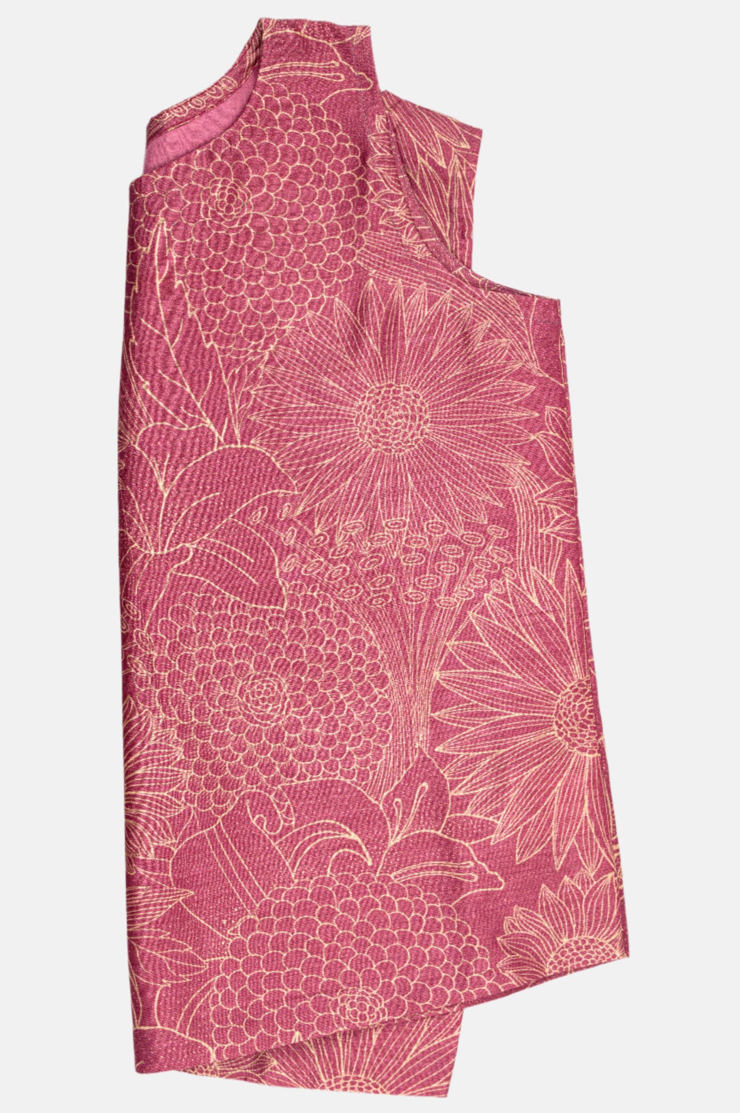 Floral Sleeveless Top in Pure Tussar Silk with Soft Lining