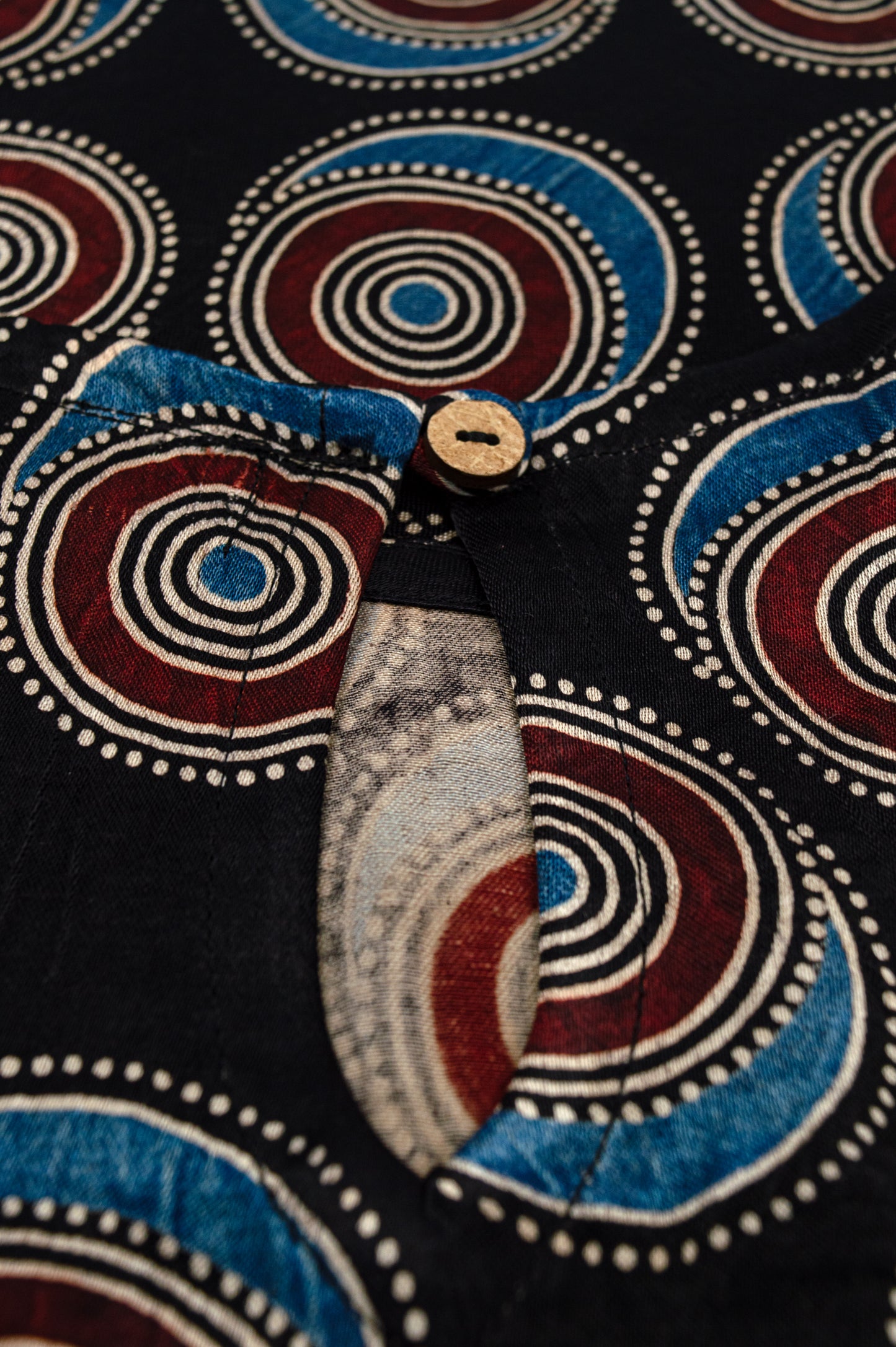 Sleeveless Circular Print Top in Mashru Silk with Natural Shine