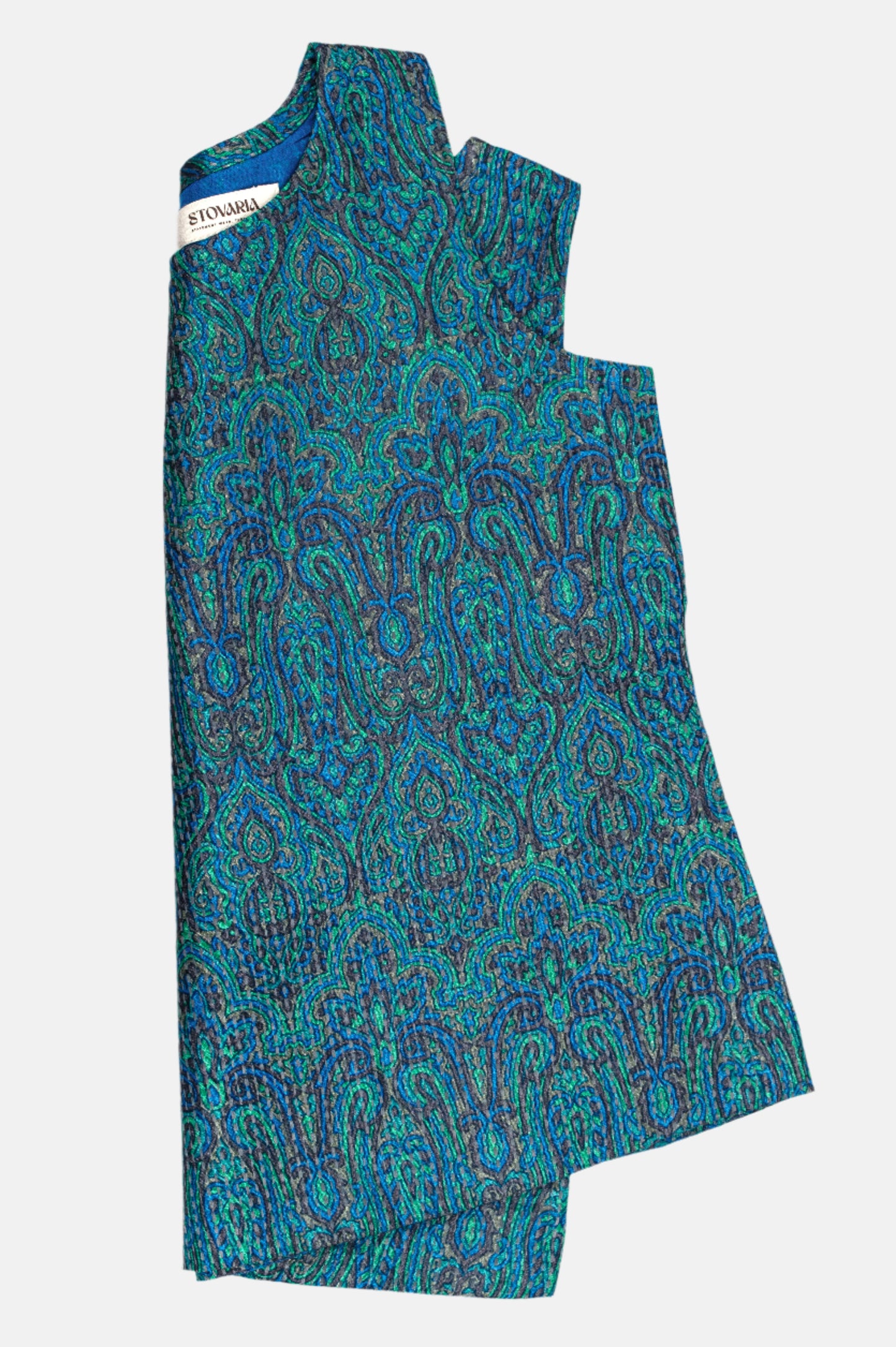 Embroidered Pure Tussar Silk Tank Top with Wooden Button