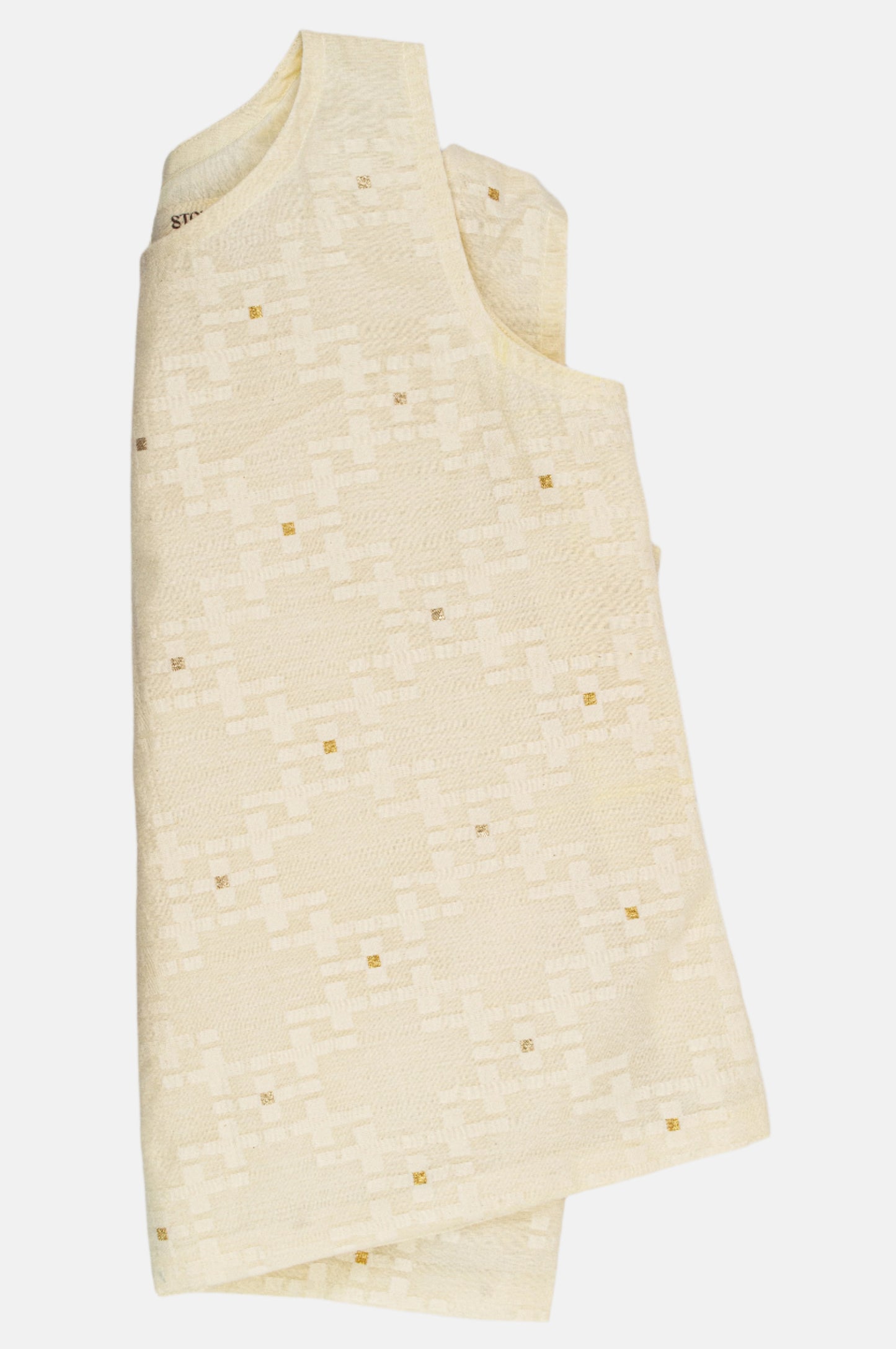 Textured Sleeveless Top in Pure Cotton with Gold Accents
