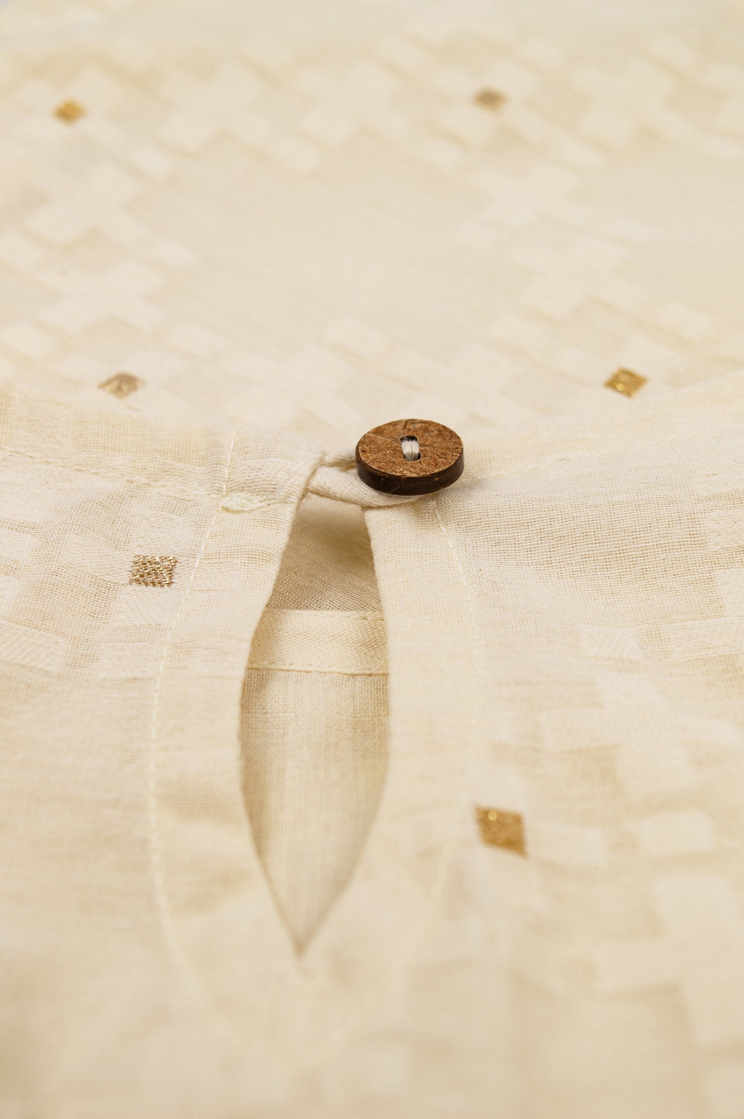 Textured Sleeveless Top in Pure Cotton with Gold Accents