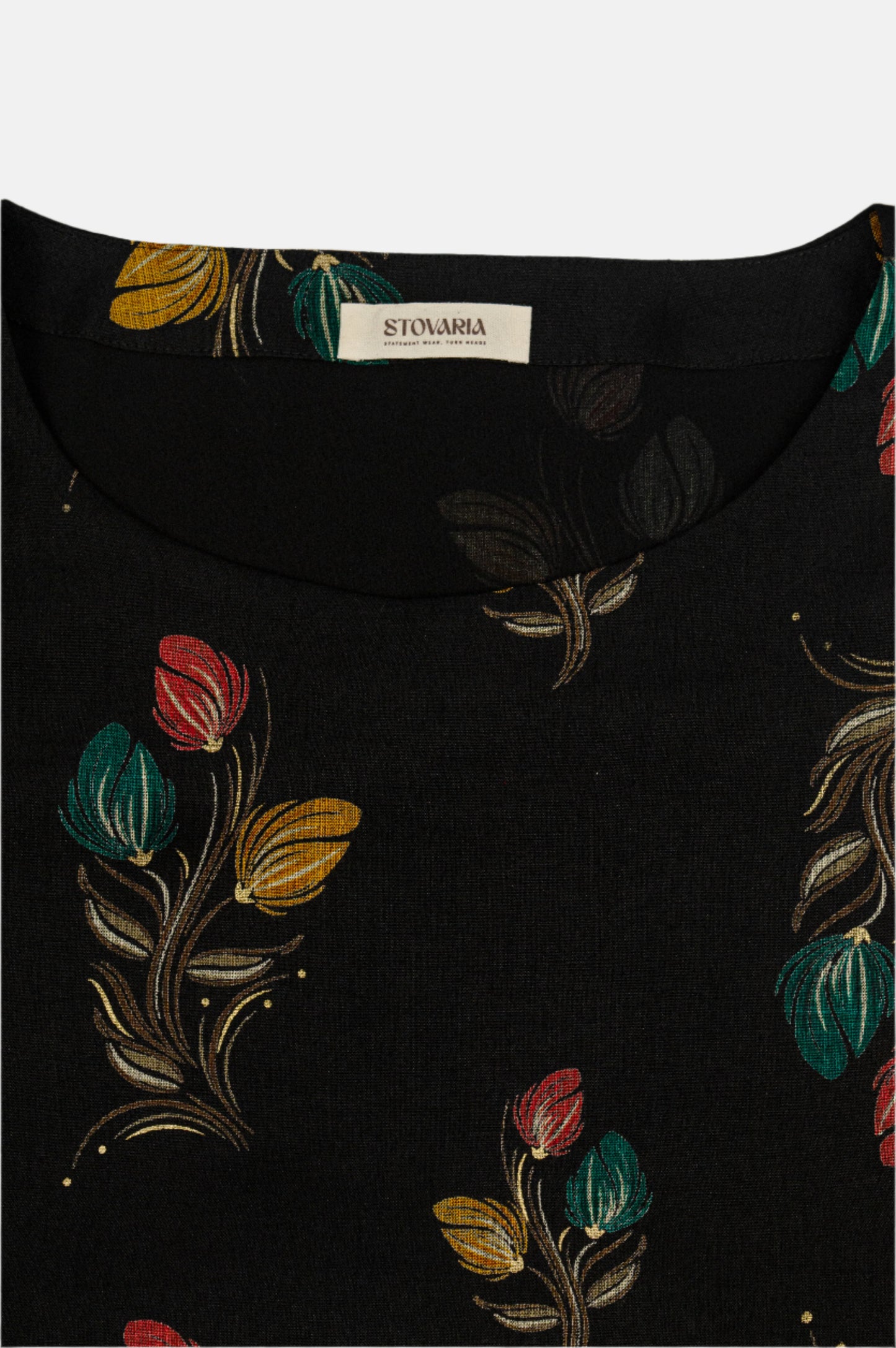 Black Floral Cotton-Silk Blouse – Subtle Sheen, Everyday Charm