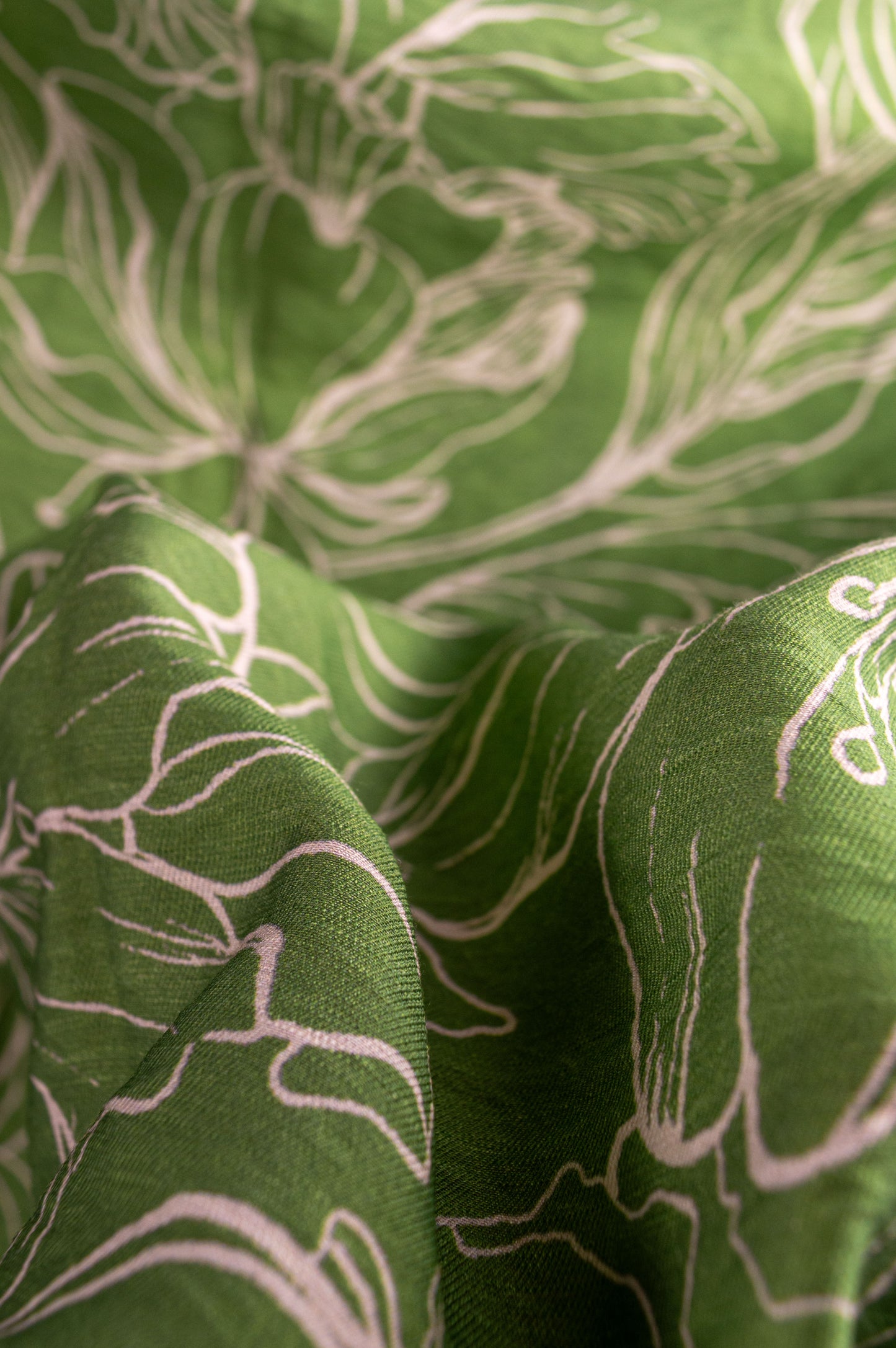 Pure Cotton Linen Shirt – Glossy Green Floral