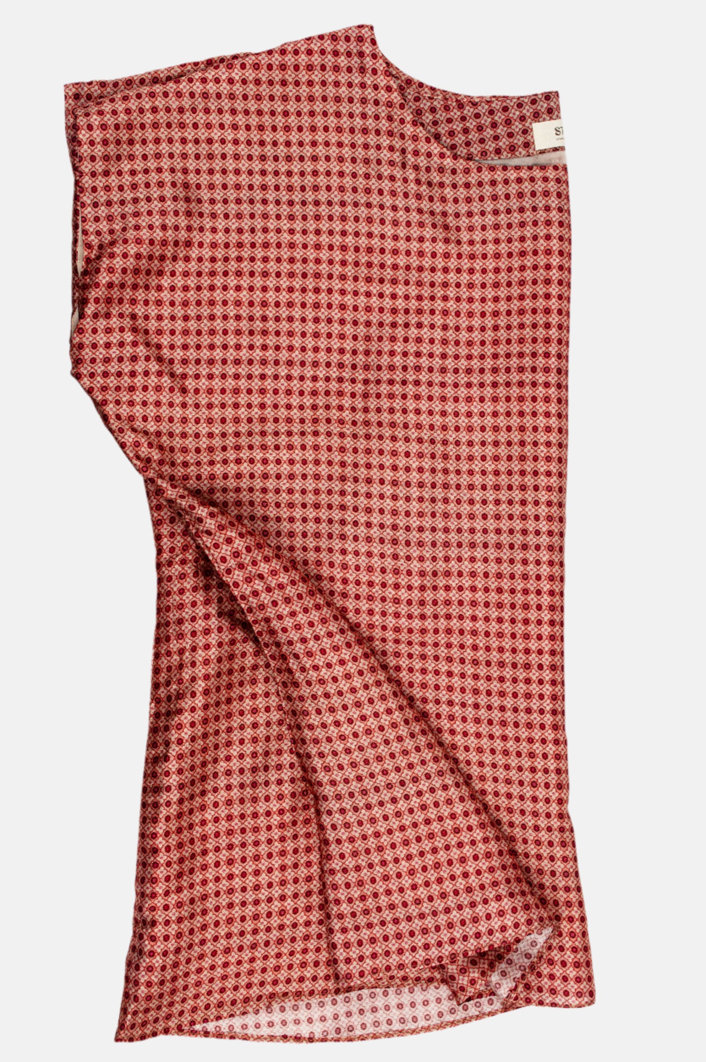 Short Sleeve Geometric Print Top in Luxurious Slub Silk