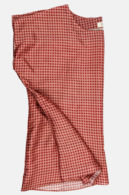 Short Sleeve Geometric Print Top in Luxurious Slub Silk