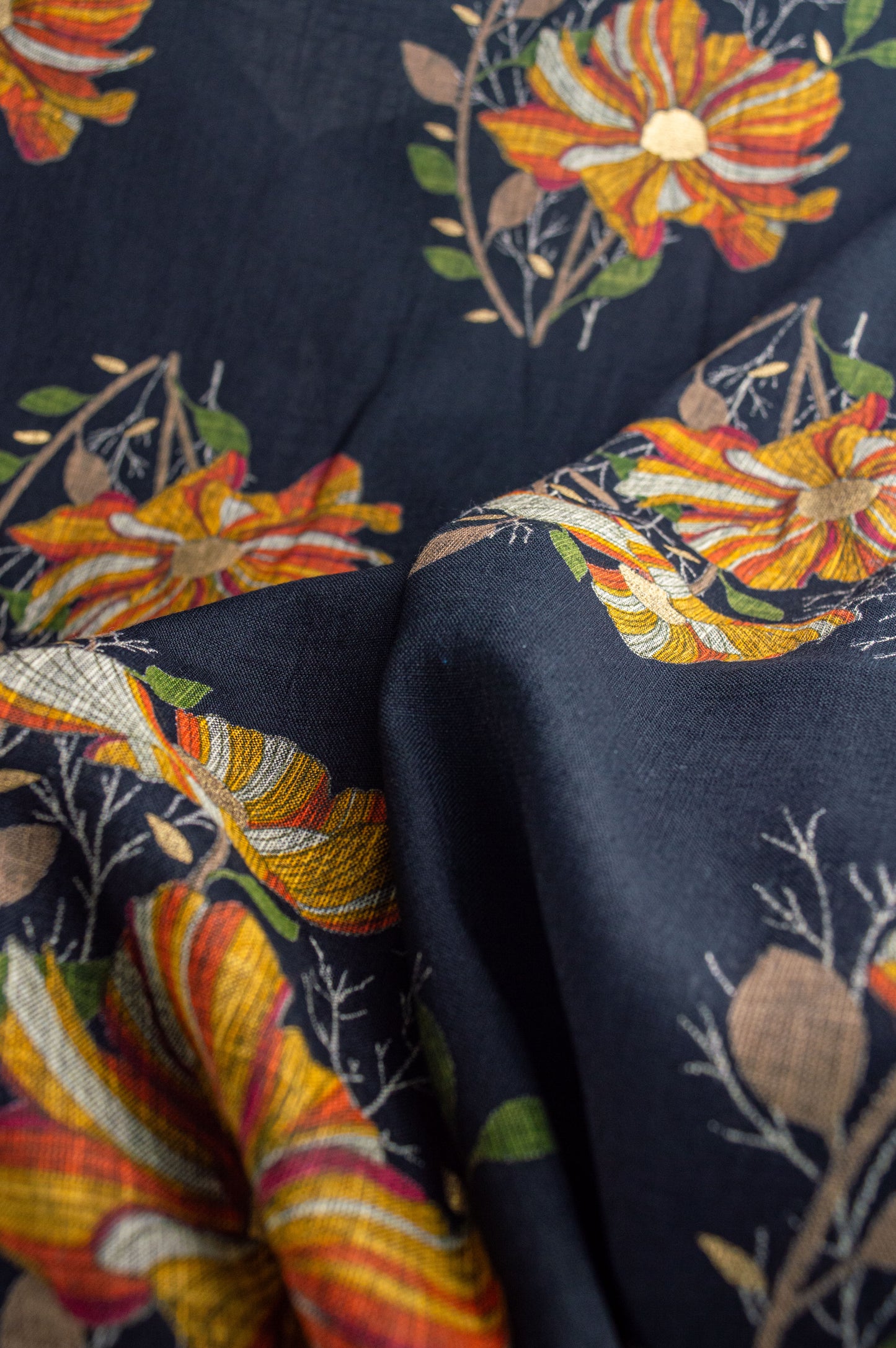 Cotton-Silk Relaxed Shirt – Black Floral Summer Statement
