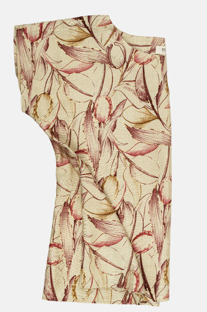 Floral Print Cotton-Silk Boat Neck Blouse – Elegant Everyday Wear