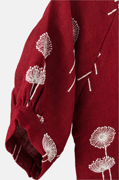 Dandelion Bloom Linen Top – Pure Comfort with Artful Stitch