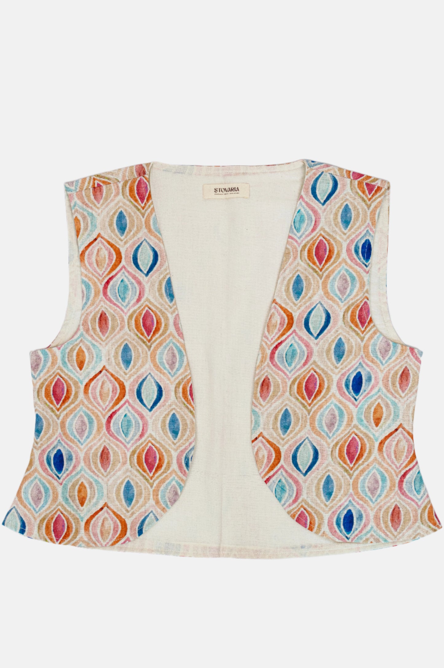 Artful Teardrop Cotton-Linen Vest – Light, Bold & Breezy