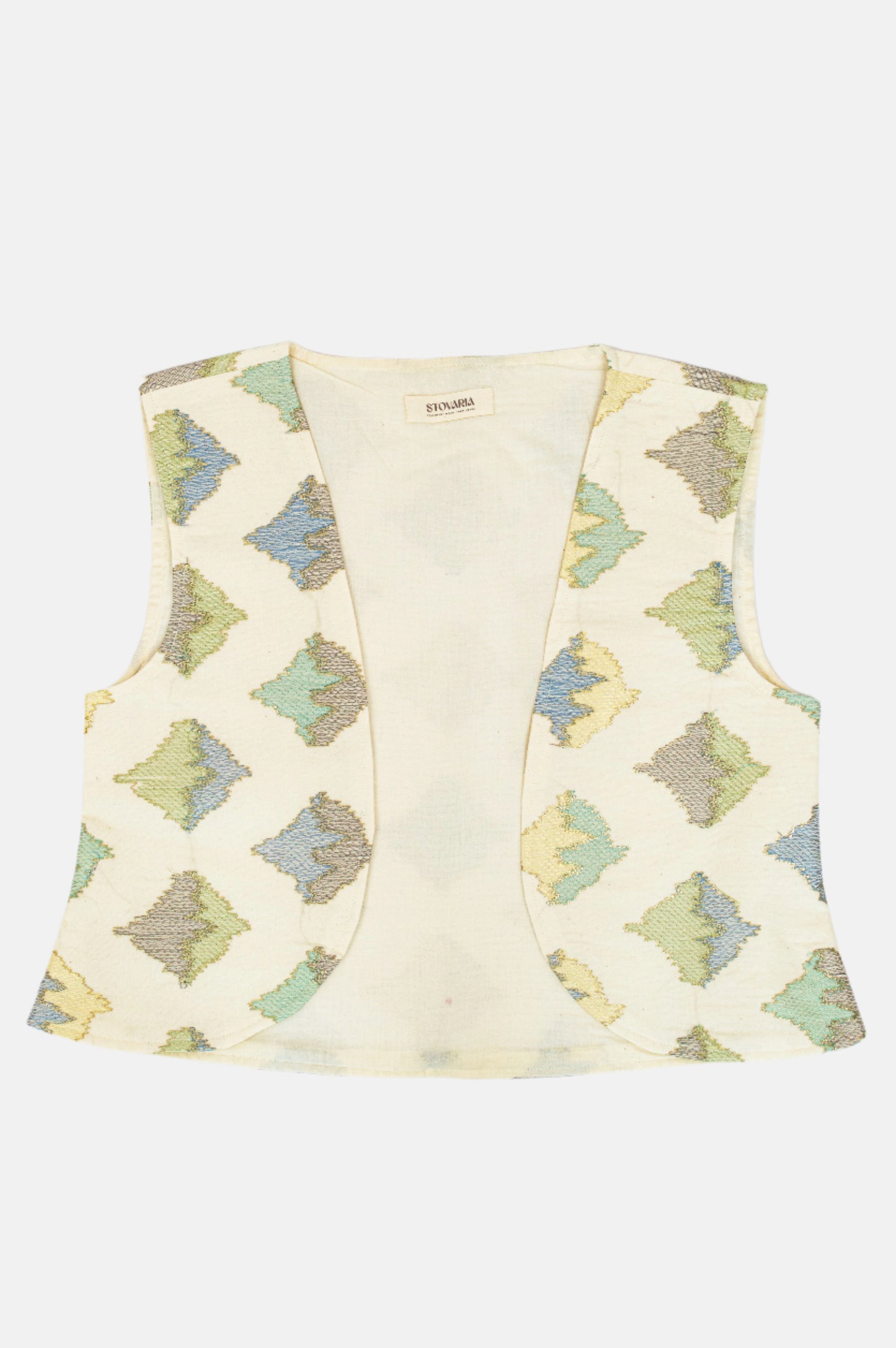Cotton Vest with Colorful Thread & Gold Zari Embroidery