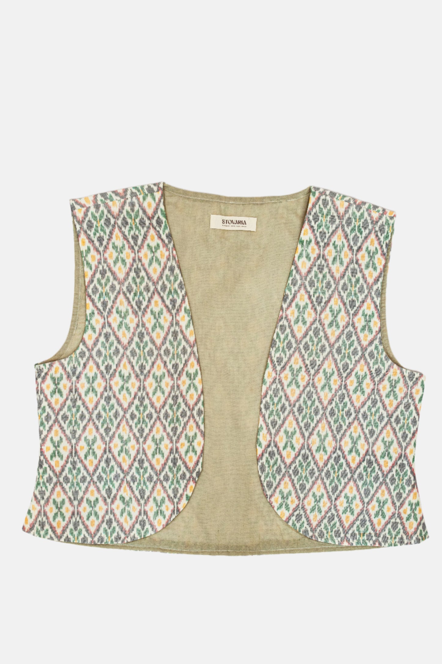 Handwoven Ikat Silk Vest – Bold Pattern, Effortless Charm