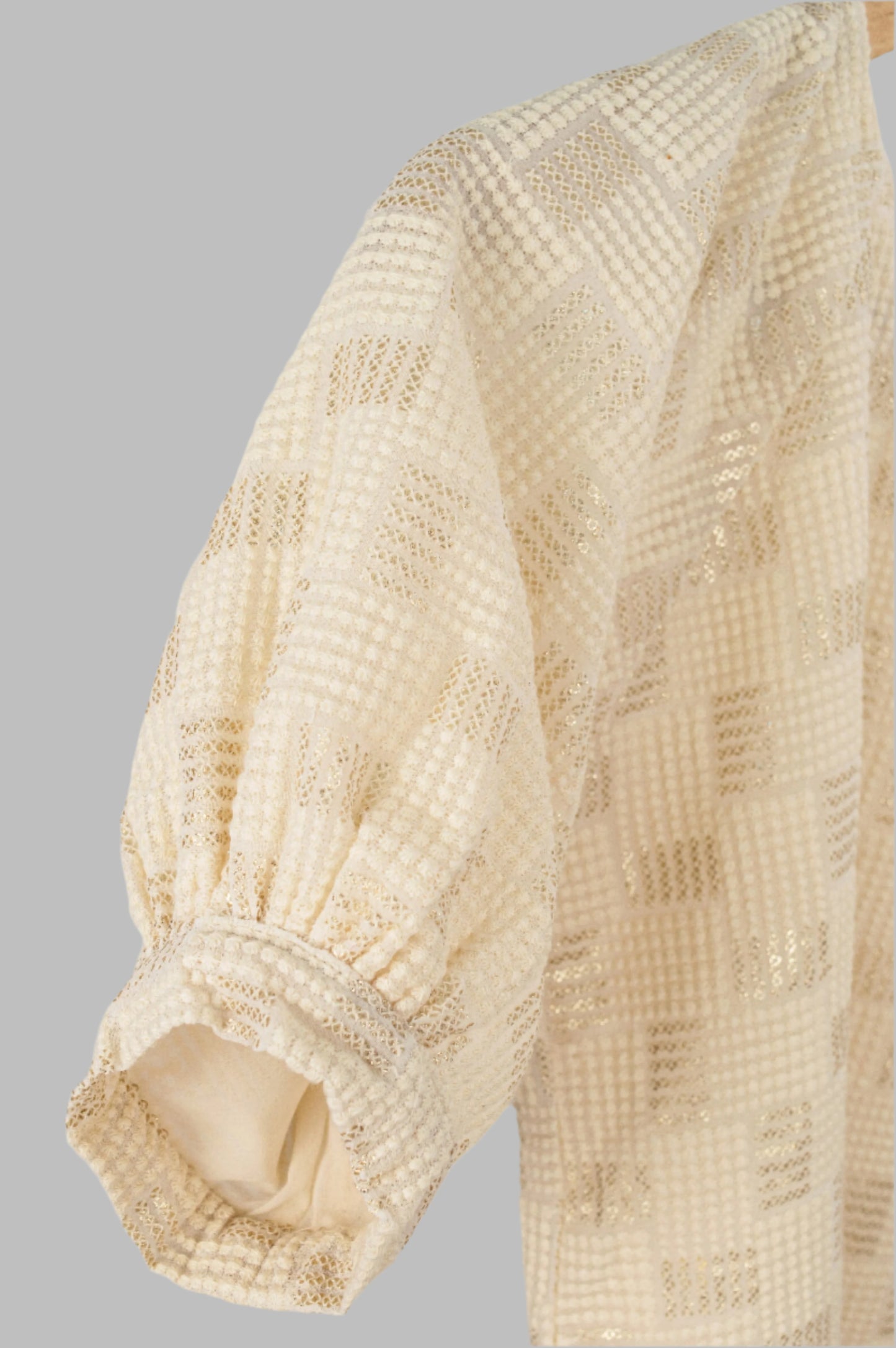 Pure Textured Georgette Top with Woven Grid Pattern