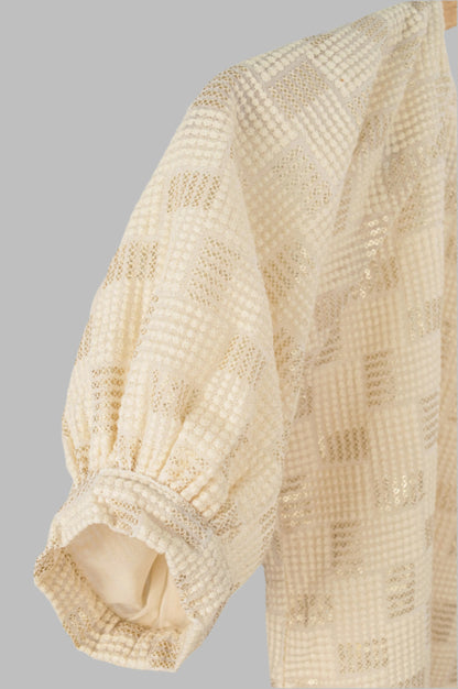Pure Textured Georgette Top with Woven Grid Pattern