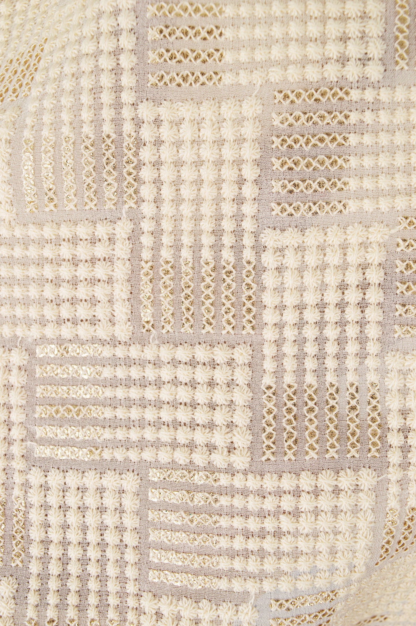 Pure Textured Georgette Top with Woven Grid Pattern