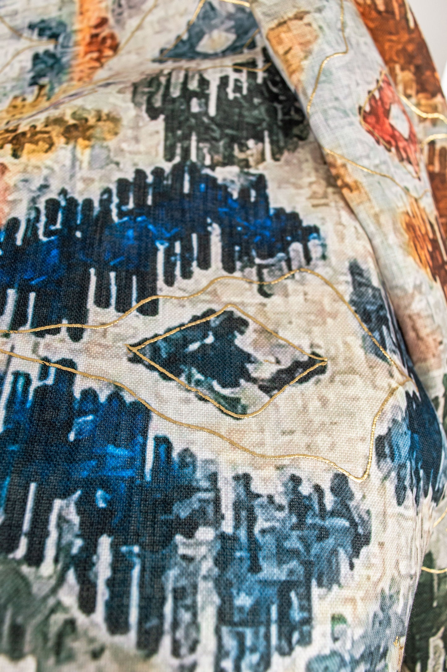 Modern Ikat Jacket – Canvas-Inspired Print on Cotton Linen