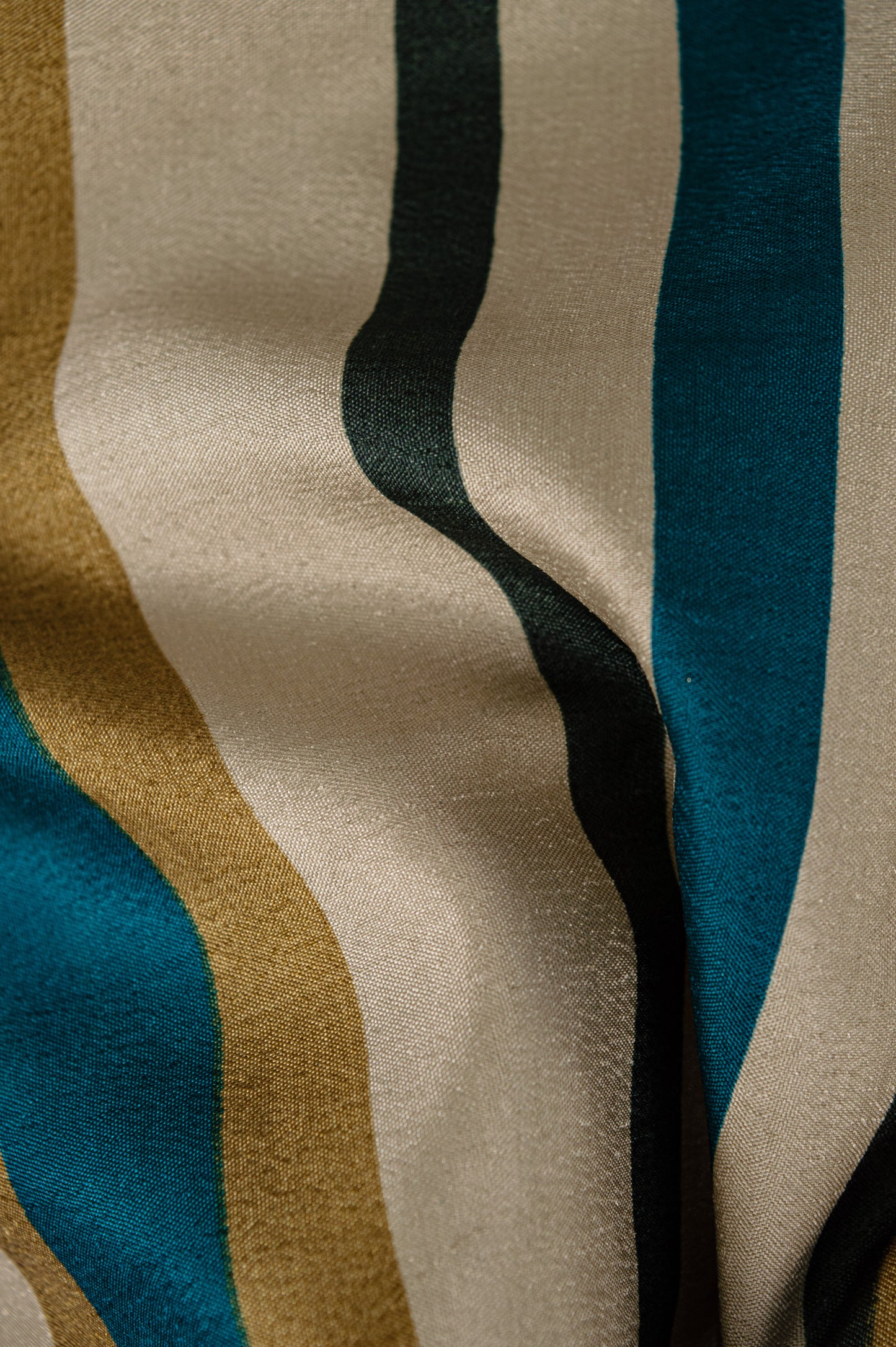 Striped Strappy Top in Cotton–Raw Silk Blend with Contrast Yoke