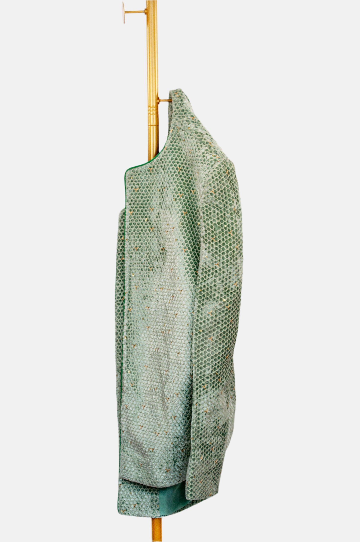 Emerald Velvet Jacket with Gold Embroidery – Statement Luxury
