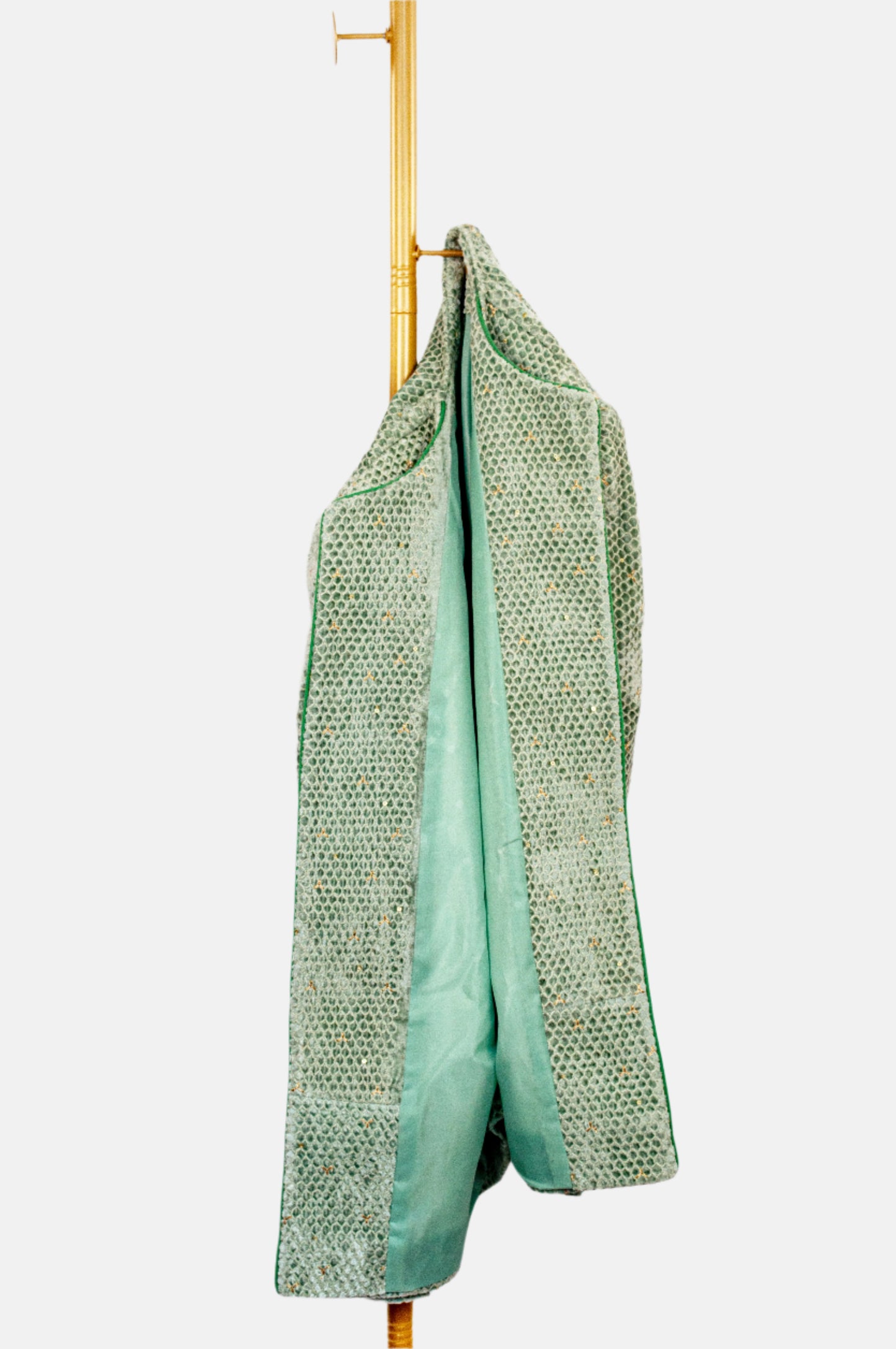 Emerald Velvet Jacket with Gold Embroidery – Statement Luxury
