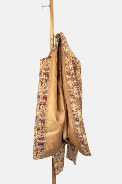 Golden Jacquard Jacket – A Regal Weave of Silk Tapestry