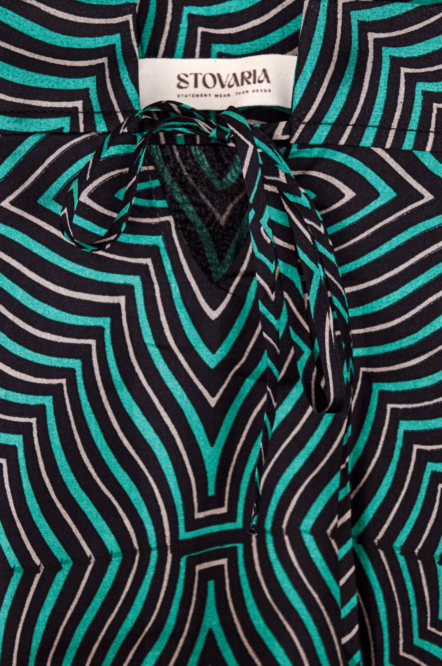 Optical Stripe Strappy Top in 100% Pure Silk with Tie Front