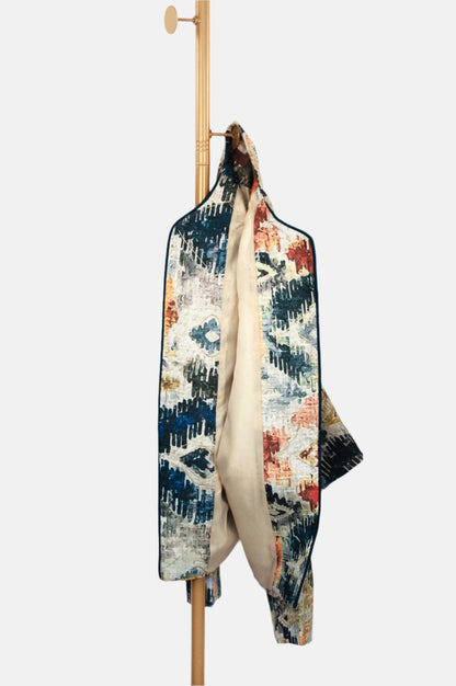 Modern Ikat Jacket – Canvas-Inspired Print on Cotton Linen