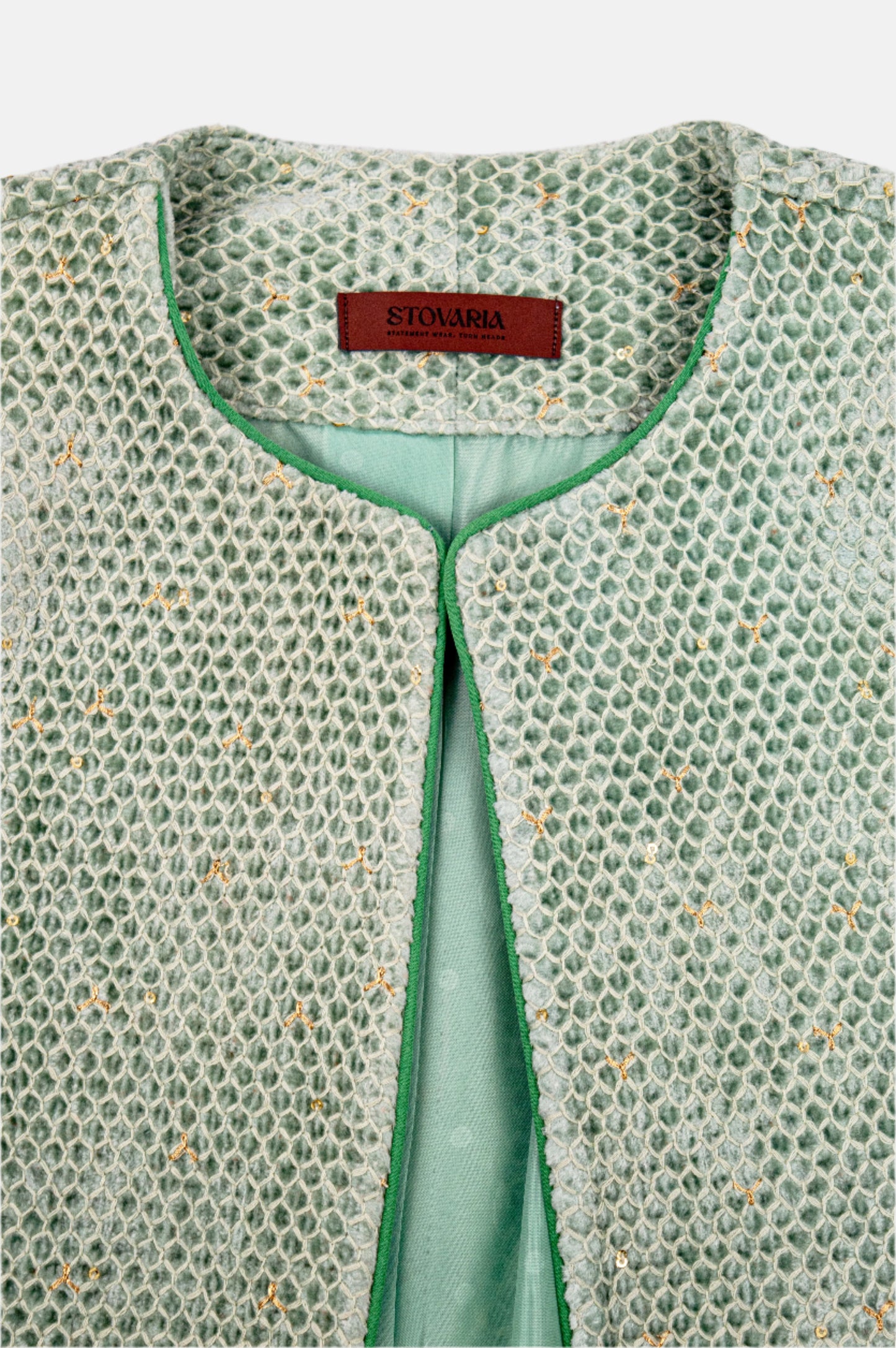 Emerald Velvet Jacket with Gold Embroidery – Statement Luxury