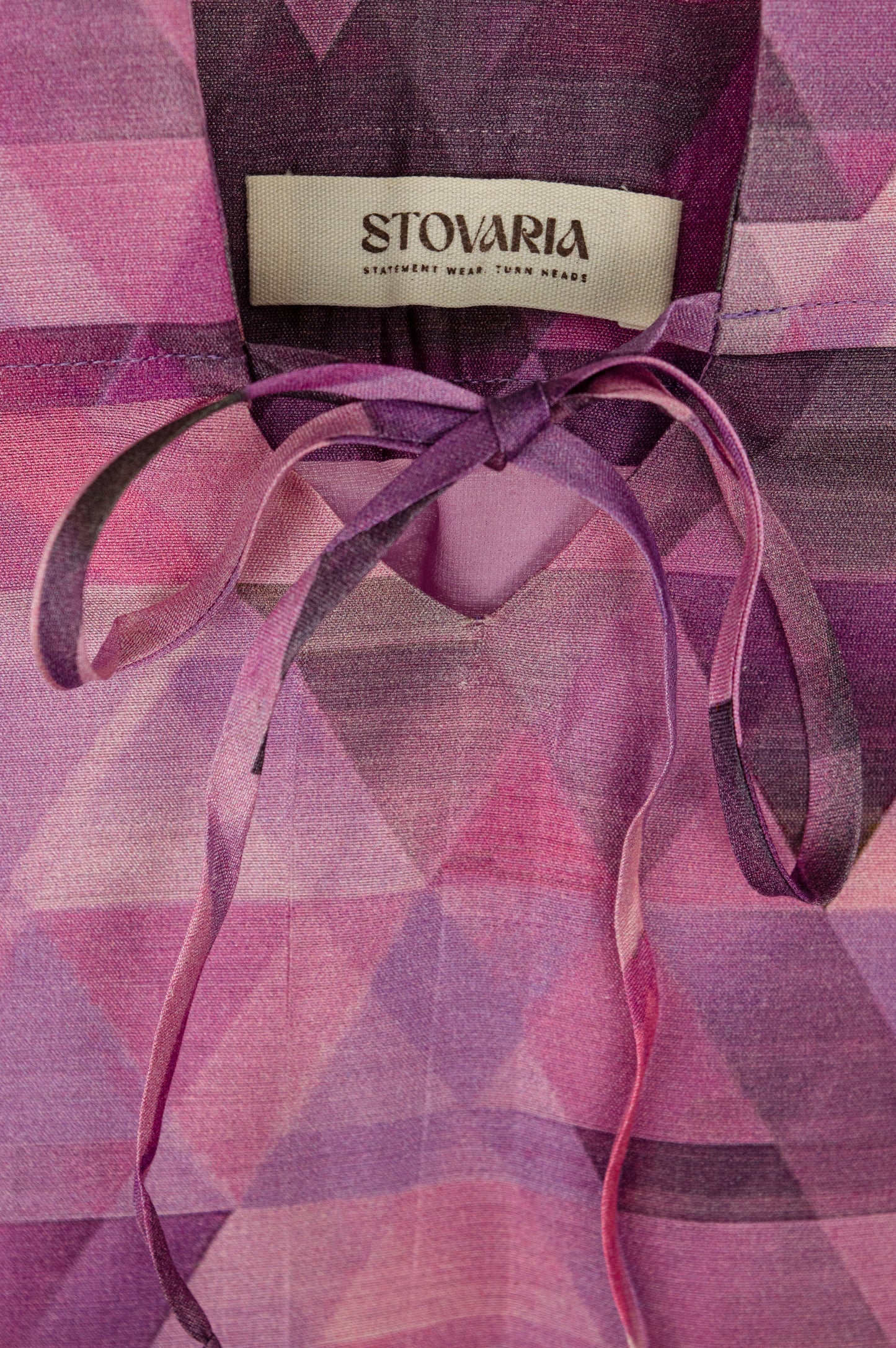 Geometric Strappy Top in Pure Tussar Silk with Tie-Front Detail